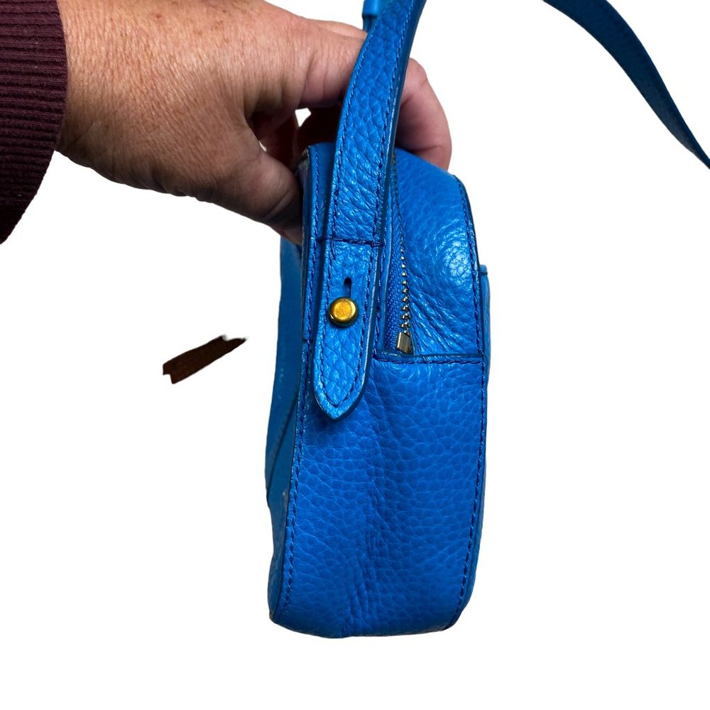 Fossil Gemma Leather Crossbody Cerulean Blue with Adjustable Strap Shoulder Bag - Picture 4 of 16